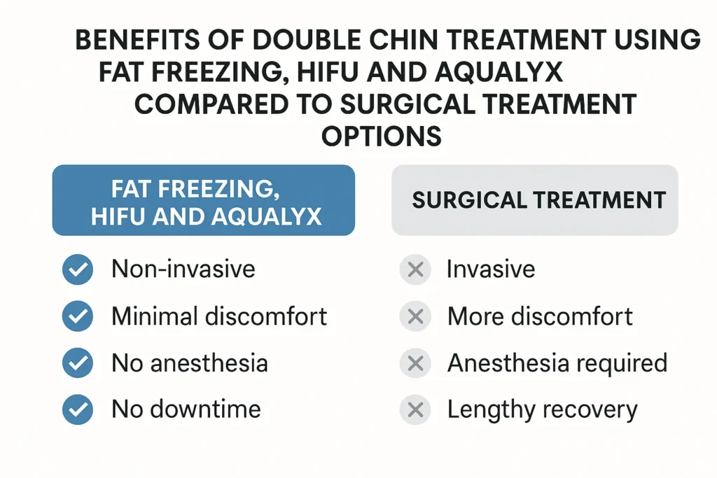 Graphic about the benefits of double chin treatment Great Barr - from LA LIPO