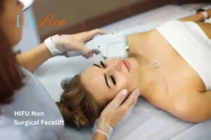 Woman having Hi-Fu to reduce wrinkles Great Barr.