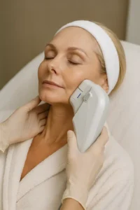Woman receiving HIFU non surgical facelift treatment Great Barr