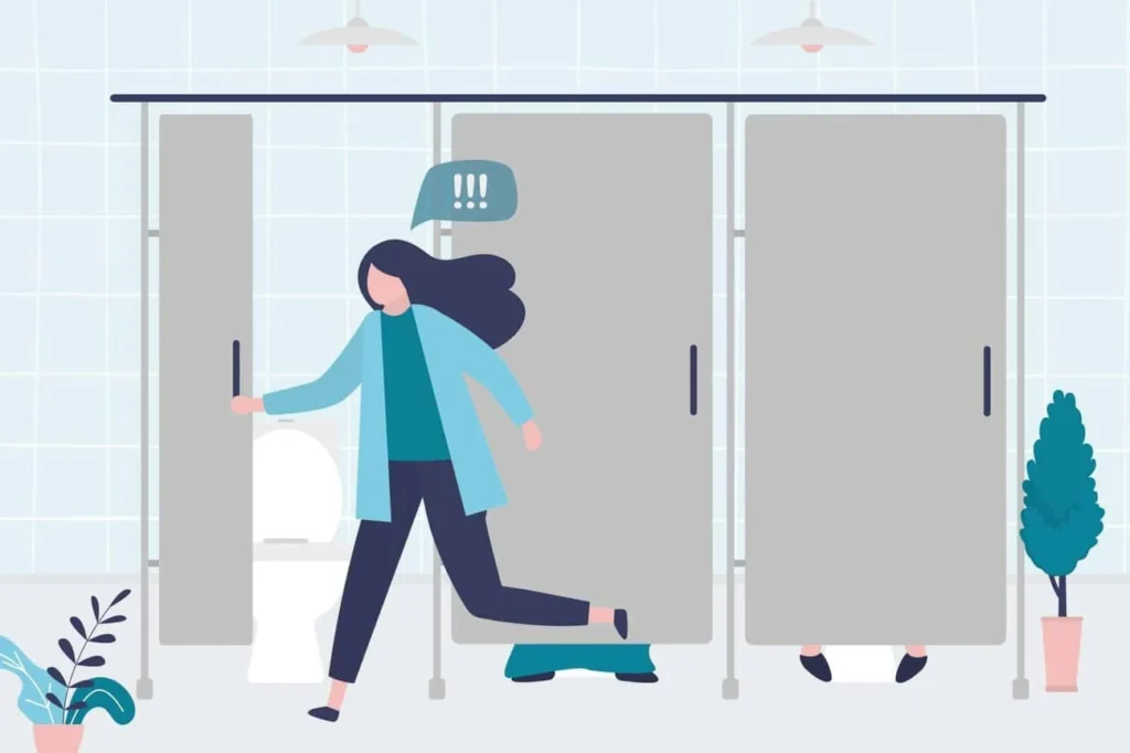 graphic of Urine incontinence Great Barr woman running to the toilet.